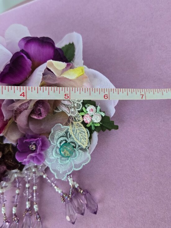 Handmade Velvet Rose Hair Clip Beaded Fringe Flapper Style Dollette Fairycore main image 9